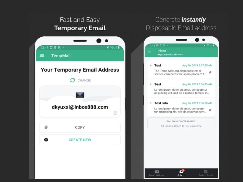 Các tiện ích khi sử dụng Temp Mail Mod APK